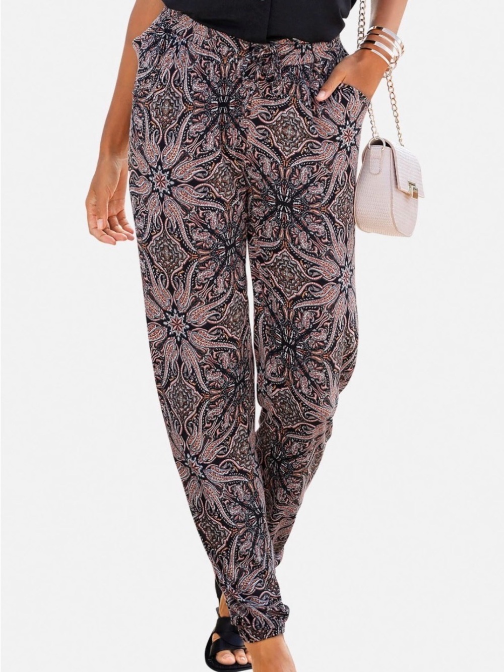 Lascana smocked Printed Relaxed Jogger Pants